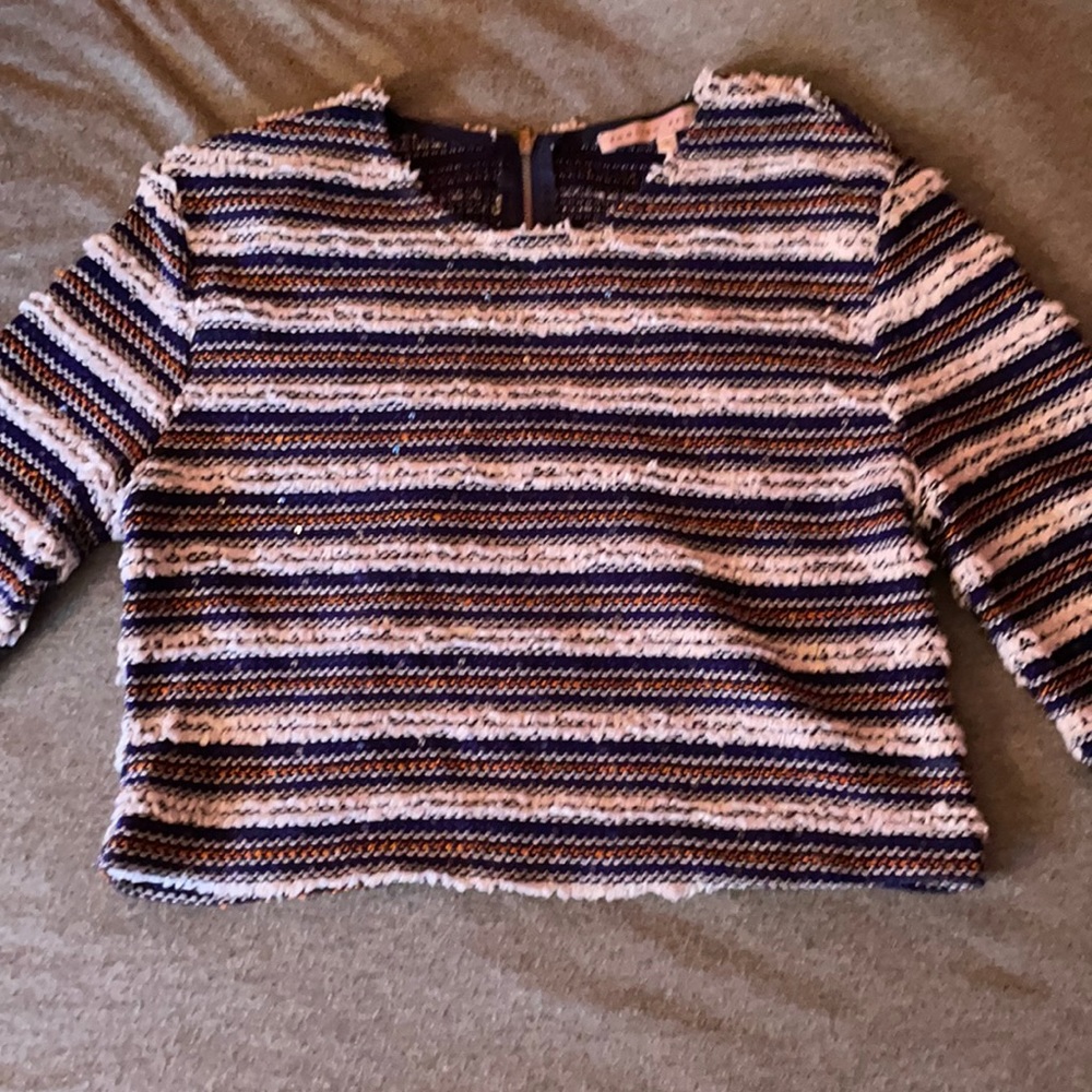 Long-Sleeve, Striped/Textured Blouse. Size: Small.